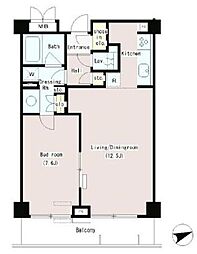 パークプレイスミタ 1LDKの間取図画像