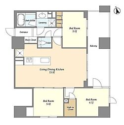 KDXレジデンス八丁堀 3LDKの間取図画像