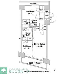 コンフォリア芝浦バウハウス 2LDKの間取図画像