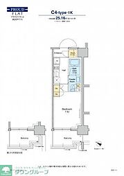プラウドフラット両国サウス 1Kの間取図画像
