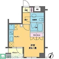 カスタリア南麻布 ワンルームの間取図画像