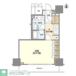 品川タワーフェイス 1Kの間取図画像