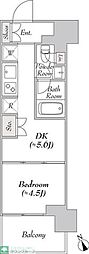 ウエリスアーバン水天宮前 1DKの間取図画像