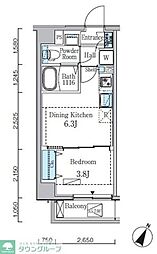 プライムブリス門前仲町 1DKの間取図画像