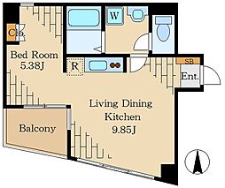CORE大井町 1DKの間取図画像