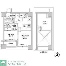 コンフォリア新川 1LDKの間取図画像