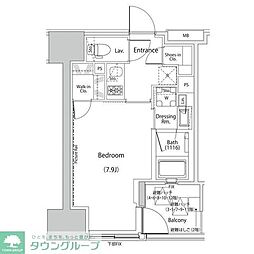 ザ・パークハビオ人形町レジデンス 1Kの間取図画像