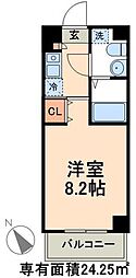 パディホームズ一口坂 1Kの間取図画像