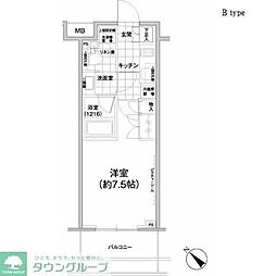 パークハビオ武蔵小山 1Kの間取図画像