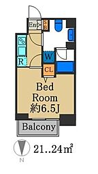 レガリス品川南大井パークサイド 1Kの間取図画像