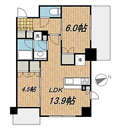 レジディアタワー目黒不動前 2LDKの間取図画像