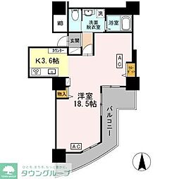 品川シーサイドビュータワー2 1Kの間取図画像