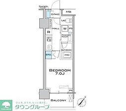 MFPRコート武蔵小山 1Kの間取図画像