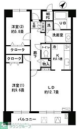 アステリオン松濤 2LDKの間取図画像