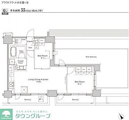 プラウドフラット渋谷富ヶ谷 2LDKの間取図画像