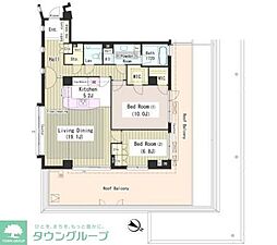 外苑レジデンス 2LDKの間取図画像