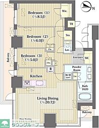 パークコート文京小石川ザタワー 3LDKの間取図画像