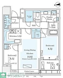 パークコート ザ・三番町ハウス 2LDKの間取図画像