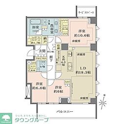 ザ・パークハウス千代田六番町 3LDKの間取図画像