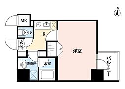 アビタ住吉 1Kの間取図画像