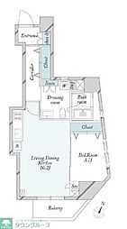 グランカーサ門前仲町 1LDKの間取図画像