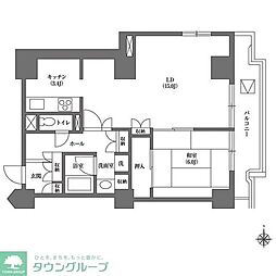 文京グリーンコートビュータワー本駒込B棟 1LDKの間取図画像