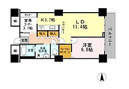 品川シーサイドビュータワー2 1LDKの間取図画像