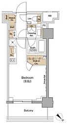 ザ・パークハビオ月島フロント ワンルームの間取図画像