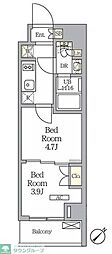 ラティエラ武蔵小山レジデンス 2Kの間取図画像