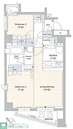 デュオフラッツ赤坂 2LDKの間取図画像