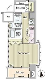 RESIDENCE高輪台 1Kの間取図画像