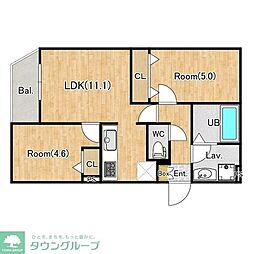 ジーグランデ西大井 2LDKの間取図画像