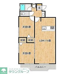 サンリーブ恵比寿 2LDKの間取図画像