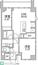 アジールコート麻布十番 2LDKの間取図画像