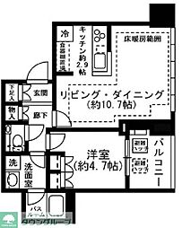 プレミストタワー白金高輪 1LDKの間取図画像