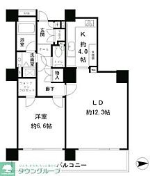 リバーポイントタワー 1LDKの間取図画像