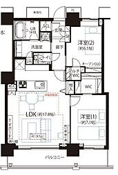 ベイクレストタワー 2LDKの間取図画像
