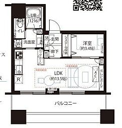 クレストプライムタワー芝 1LDKの間取図画像