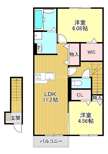 フラン瀬田B 201｜滋賀県大津市大萱５丁目(賃貸アパート2LDK・2階・59.88㎡)の写真 その2