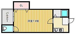 リトルフラッツ 1階ワンルームの間取り