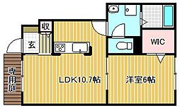 ミオアンジェラ 1階1LDKの間取り