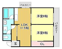 サンコーポ 2LDKの間取図画像