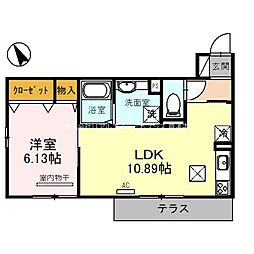 フラン岡 3階1LDKの間取り