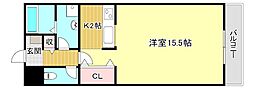 ベルヴィオウミ ワンルームの間取図画像