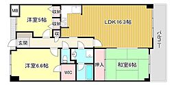 シャルマンコーポ草津野村 3LDKの間取図画像