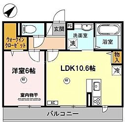 TGardenResidence 1LDKの間取図画像