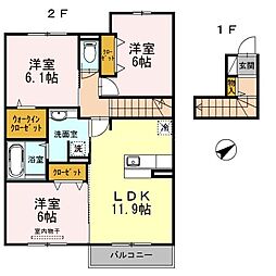 ベルジュウィット 3LDKの間取図画像
