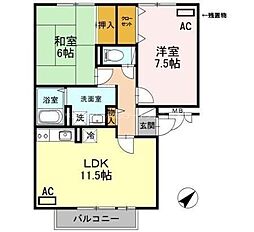 スィックフォレストB 2LDKの間取図画像