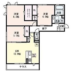MIRAIARKKITENO 3LDKの間取図画像