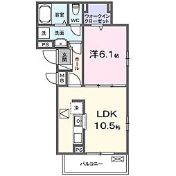 ラ・ベル・ヴィ 1LDKの間取図画像